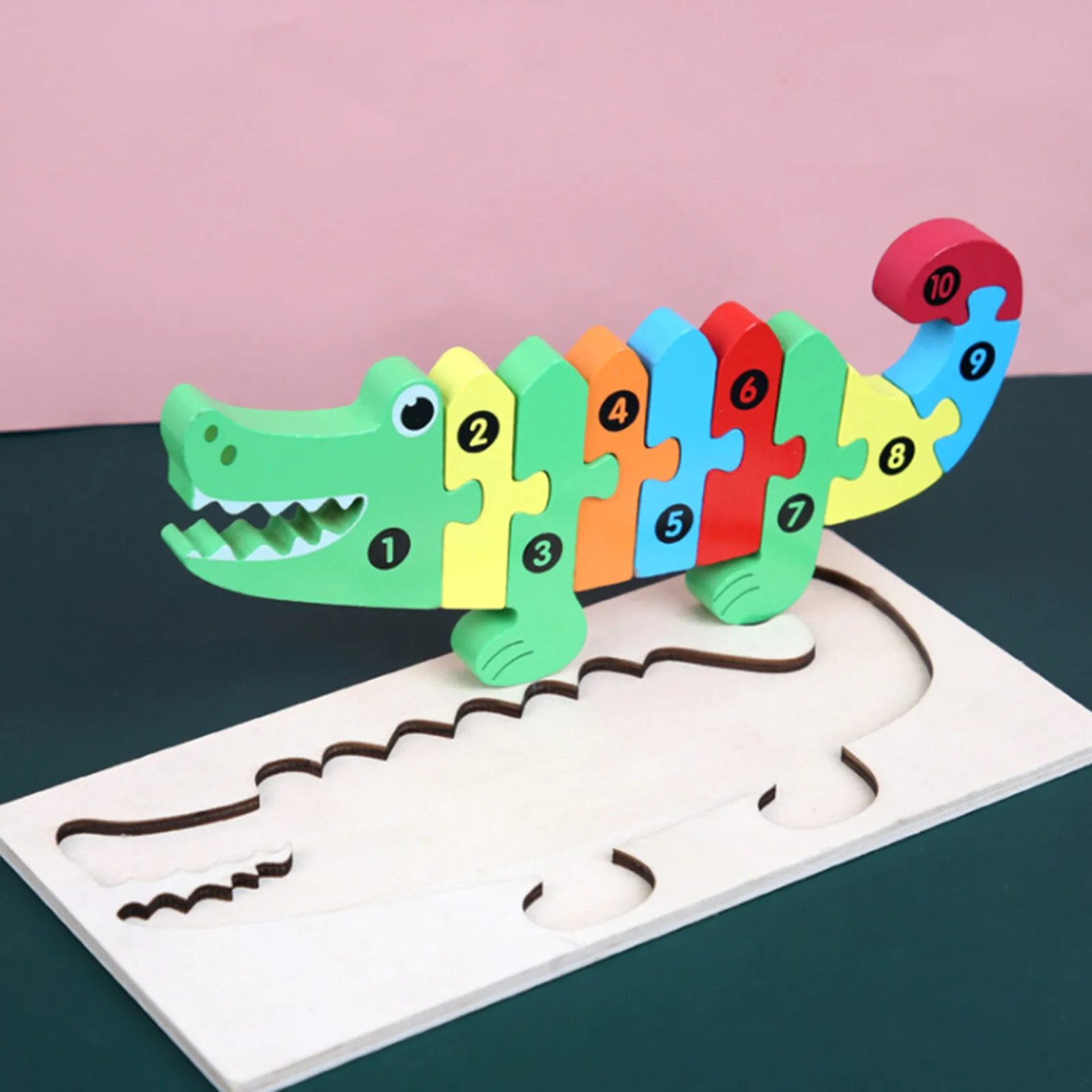 Cartoon Wooden Puzzle Children Animal/ Dinosaur Jigsaw Toy 3-6 Year Baby Early Educational Toys For Kids Game Random Style