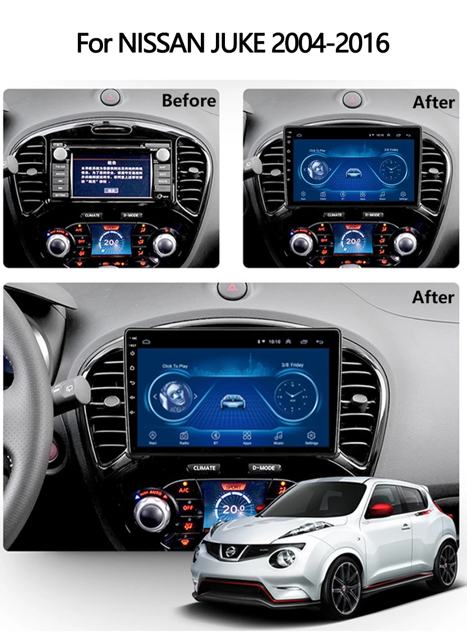 Автомагнитола 9 дюймов Android 0 мультимедийный DVD-плеер для NISSAN JUKE 2004-2016 GPS