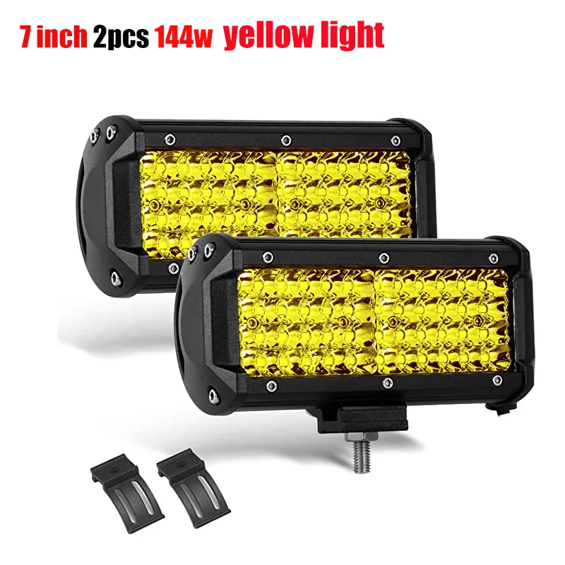 

Желтый свет, 7 дюймов, 144 Вт, комбинированная светодиодная лампа, точечный прожектор для работы, вождения, внедорожной лодки, автомобиля, трактора, грузовика 4x4, внедорожника, квадроцикла, 12 В 24 В