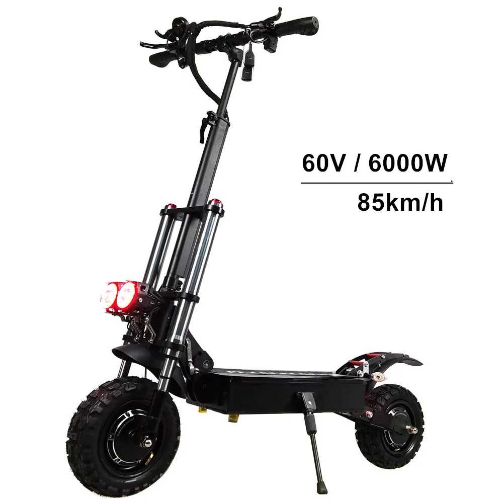 Kaufen FLJ 6000W Dual Motor Elektrische Roller Mit 11inch Vakuum Reifen Auf Road-Off-Road E Bike Kick Roller