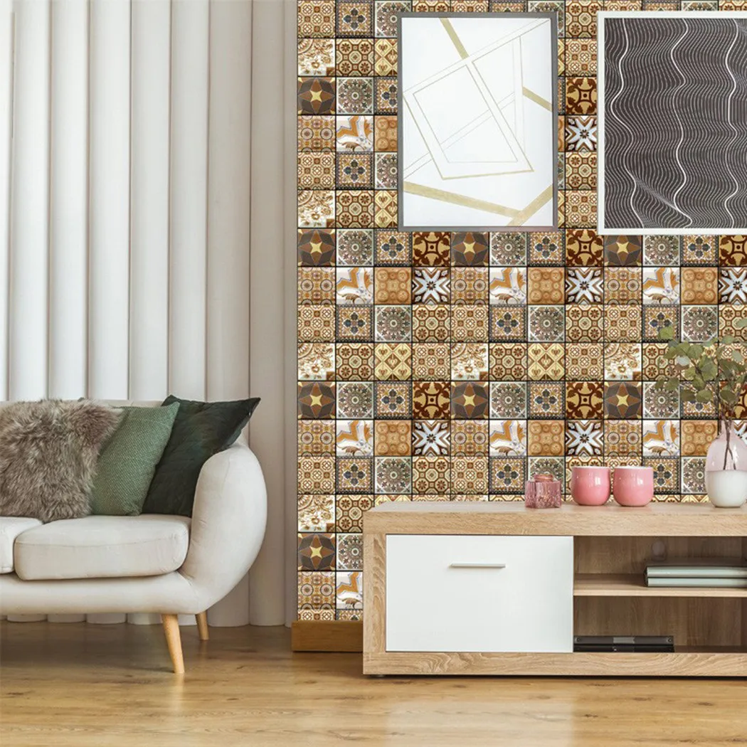 

5X 3D Self-Adhesiv Kitchen Wall Tiles Stickers Bathroom Mosaic Stickers Peel And Stick Waterproof DIY Home Decoration