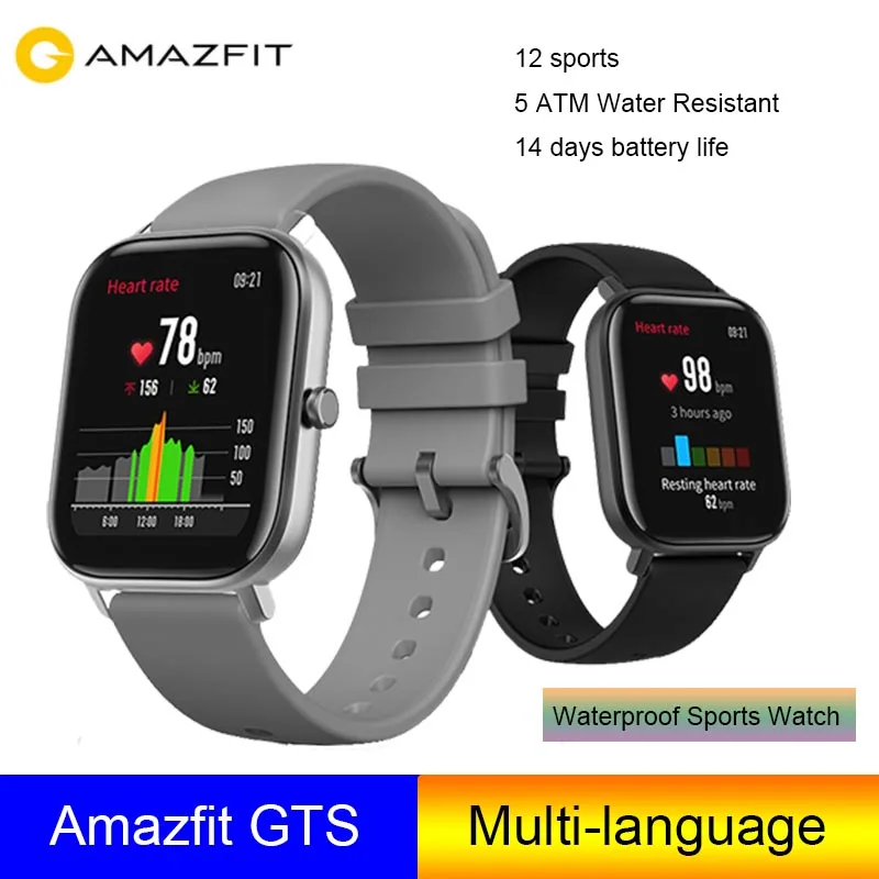 Смарт часы Amazfit GTS водонепроницаемые 5 АТМ Время работы батареи 14 дней уведомления