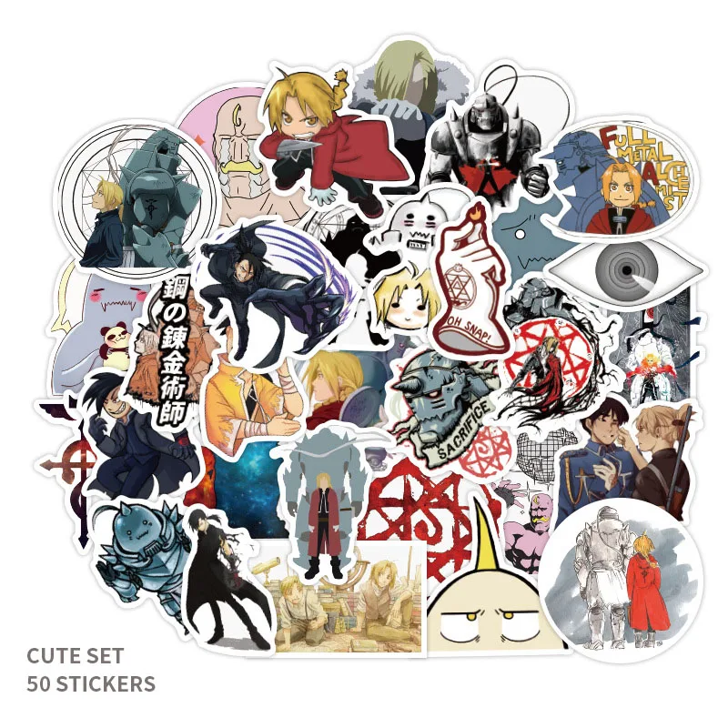 

10/30/50 PCS Anime Fullmetal Alchemy Sticker Luggage Motorcycle Trolley Case Laptop Waterproof Sticker Wholesale
