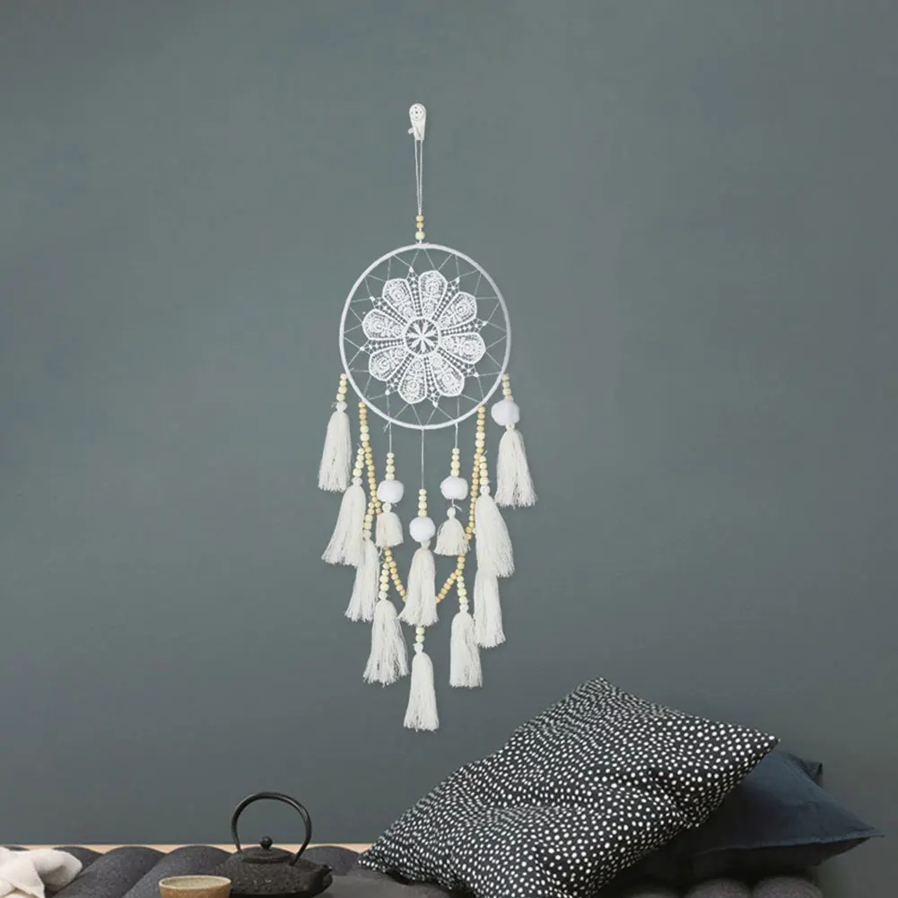 

White Handmade Dream Catcher Wind Chimes Home Hanging Craft Gift Dreamcatcher Ornament Car Hanging Bedroom Decoration