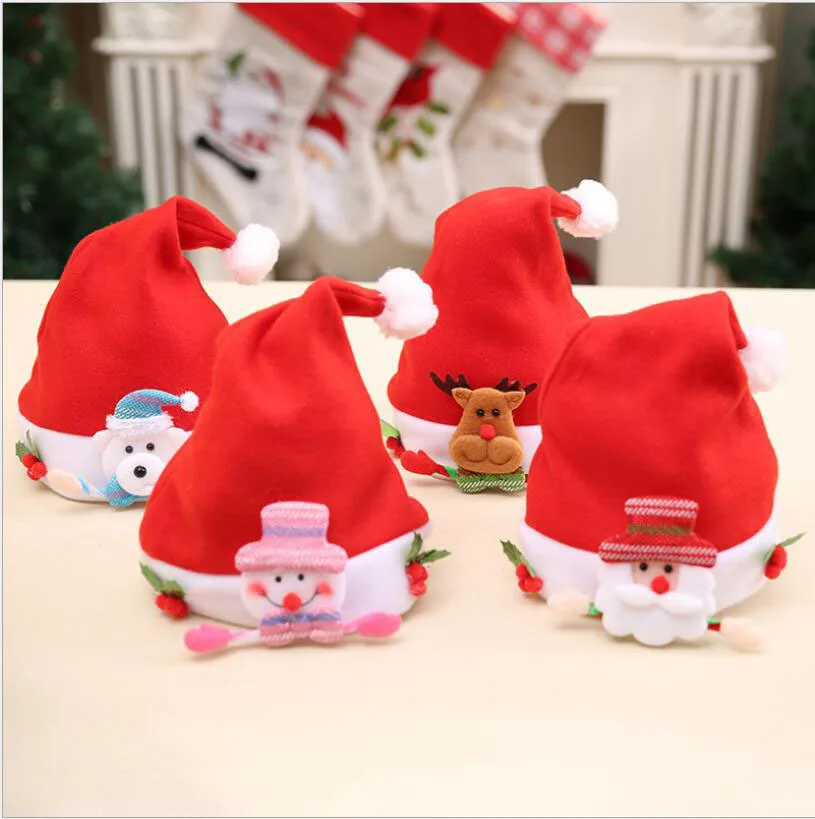 

2021New Baby Christmas hat Christmas gifts present Non woven fabric Cartoon Antlers snowman Brushed cute Goods in stock