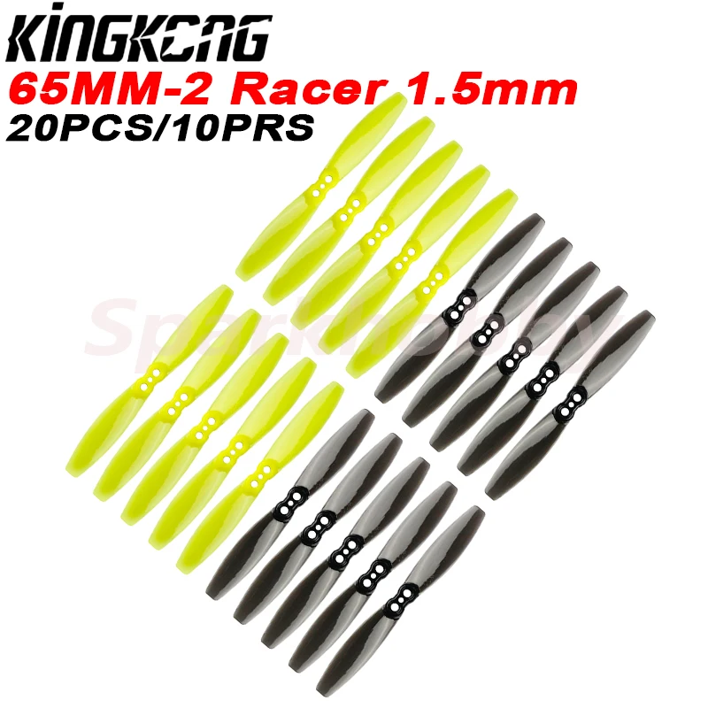 

NEW 20PCS/10Pairs KINGKONG 65mm Racer 2-Blade Propeller CW CCW 1.5 Mounting Hole 2.55 inch Props For RC DIY FPV Racing Drone
