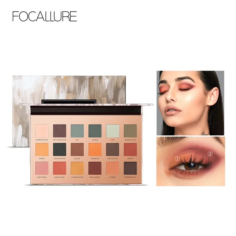 

FOCALLURE 18 оттенков матовые тени для век Палитра водостойкий макияж блестящие мерцающие тени для век нюдовый макияж глаз