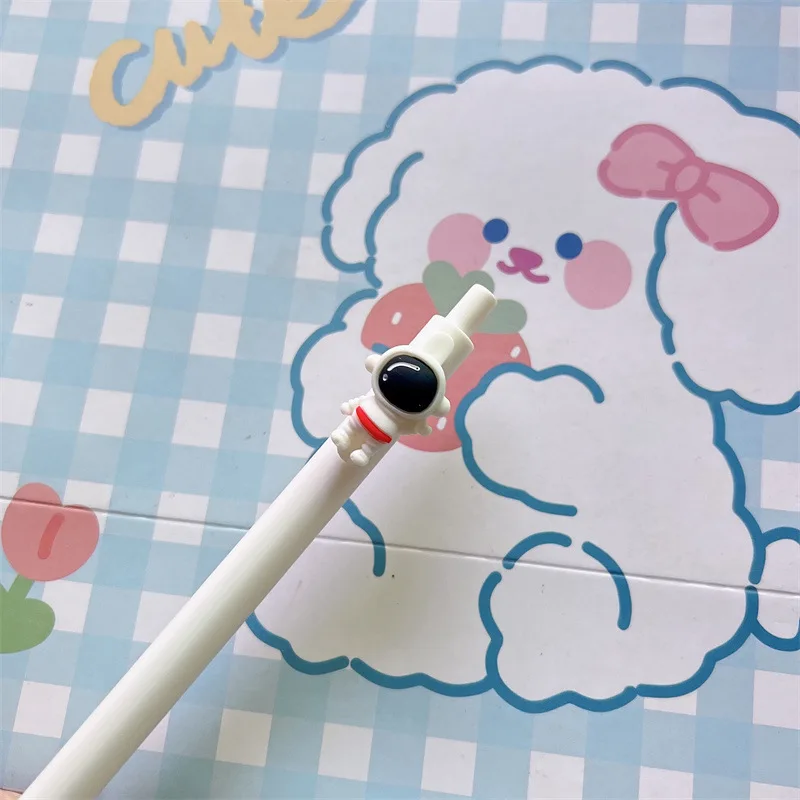 

2pcs /lot Cartoon Space Astronaut Silicone Press Gel Pen Student Stationery 0.5mm Black Ink