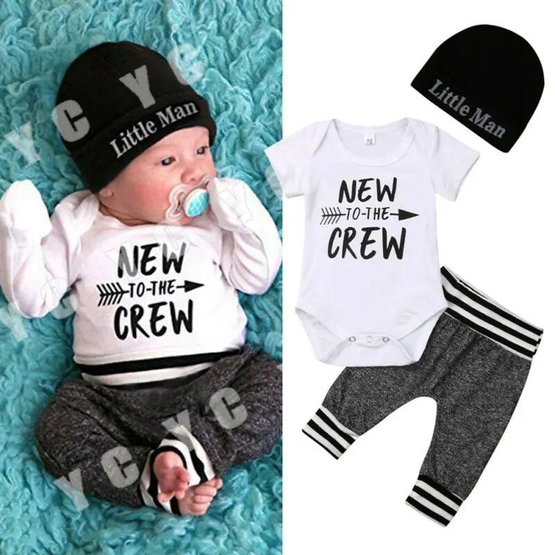 

Pudcoco Infant Newborn Baby Girls Boys Clothes Letter Print Romper+Long Pants Leggings +Hat Casaul Kids Clothes Outfits Set