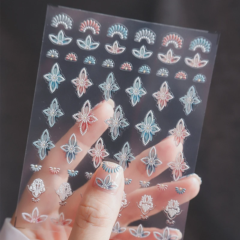 

Daisy Geometric Totem 5D Soft Embossed Reliefs Nail Art Sticker Delicate 3D Adhesive Nail Decorations Wholesale Dropshipping