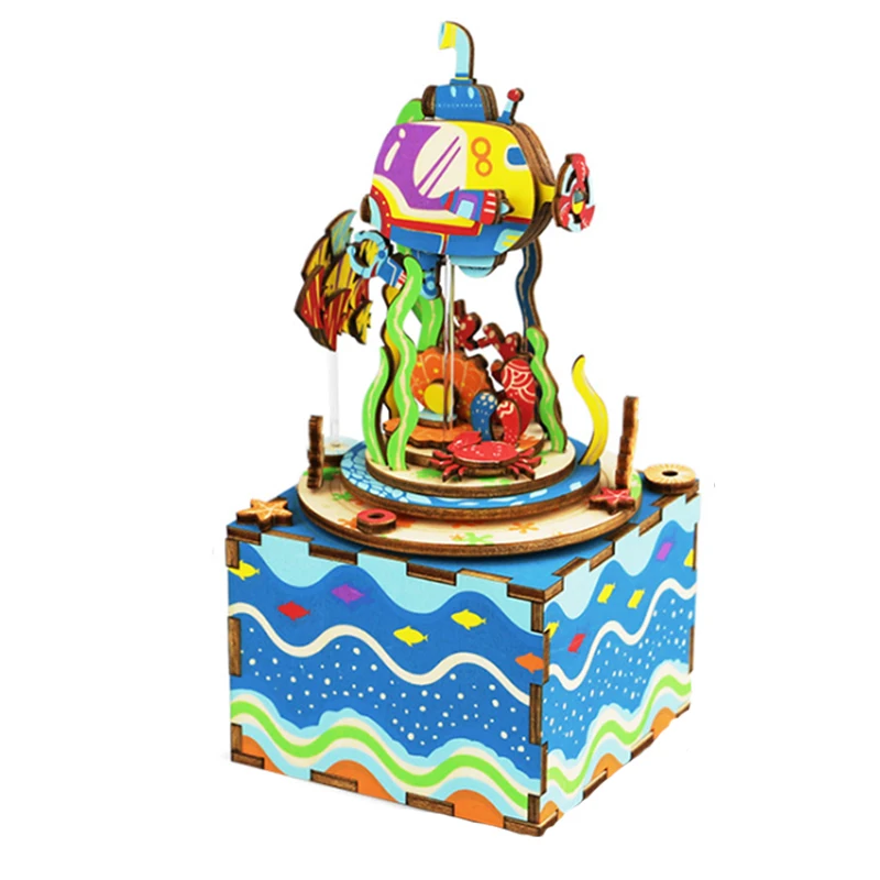 Игрушки-пазлы Красивая музыкальная шкатулка 3D деревянный блок-пазл подводный