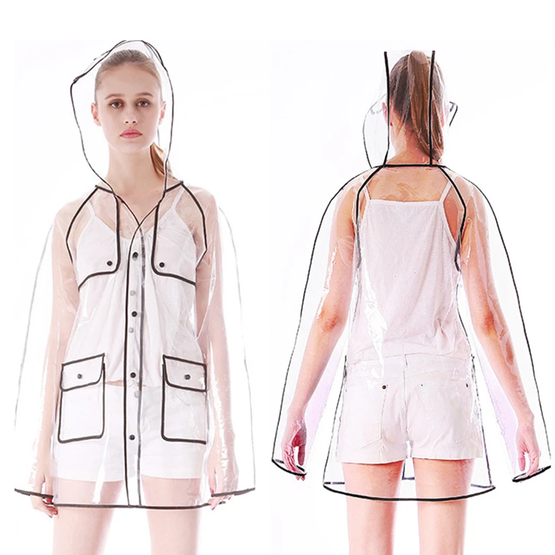 

Yuding Fashion Women Raincoat Hooded Clear Rainwear Outdoors Hike Ladies Waterproof Rain Coat Unisex Transparent Woman Raincoat
