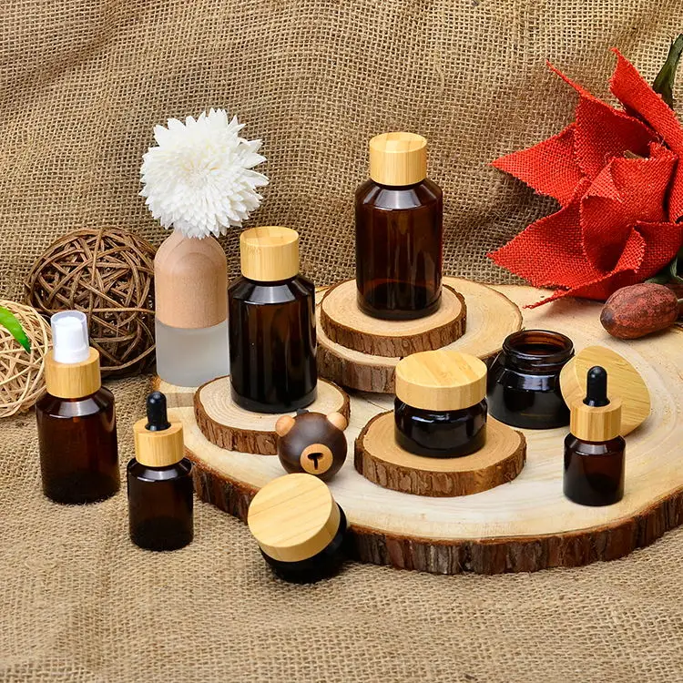 

dropper bottle 15ml 30ml 50ml perfume bottle glass essential oil bottles with bamboo lid Aromatherapy Liquid Pipette Essential