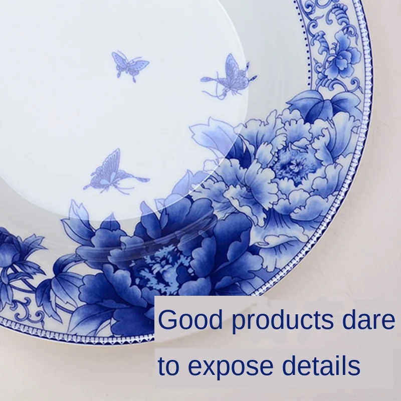 Керамическая тарелка для костей Цзиндэчжэнь супа Zhuang Cai из сине-белого фарфора с