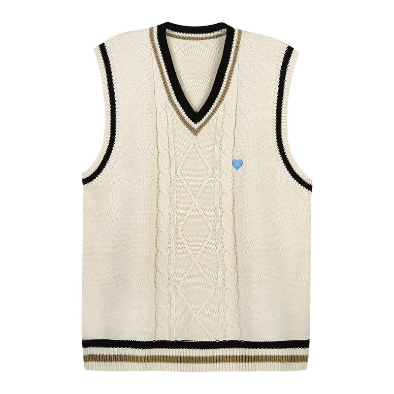 Вязаный жилет в студенческом стиле женская одежда на весну и осень с V-образным
