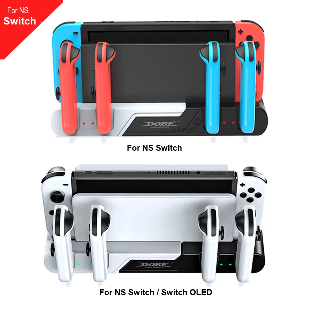 

For Nintendo Switch Charger 4 Port Joycons Controller Gamepad Charging Dock Station For NS Switch Card Holder 2 Game Slots Stand