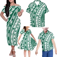 hycool samoan mom and daughter dress tribal printed family matching outfits polynesian family clothes mother father and children