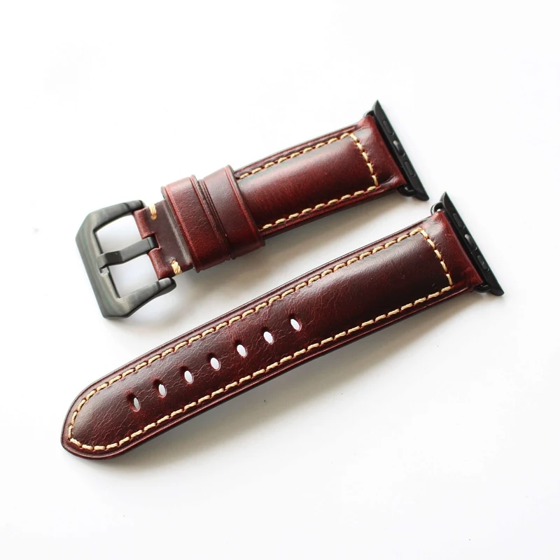Ремешок кожаный для Apple Watch Band 42 мм 38 мм/44 40 Series 4/3/2/1 iWatch синий красный коричневый
