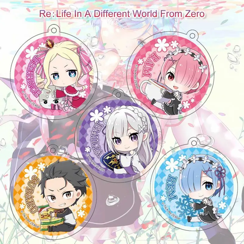 Аниме брелок Re: жизнь в другом мире от нуля брелки с фигуркой акриловый для ключей