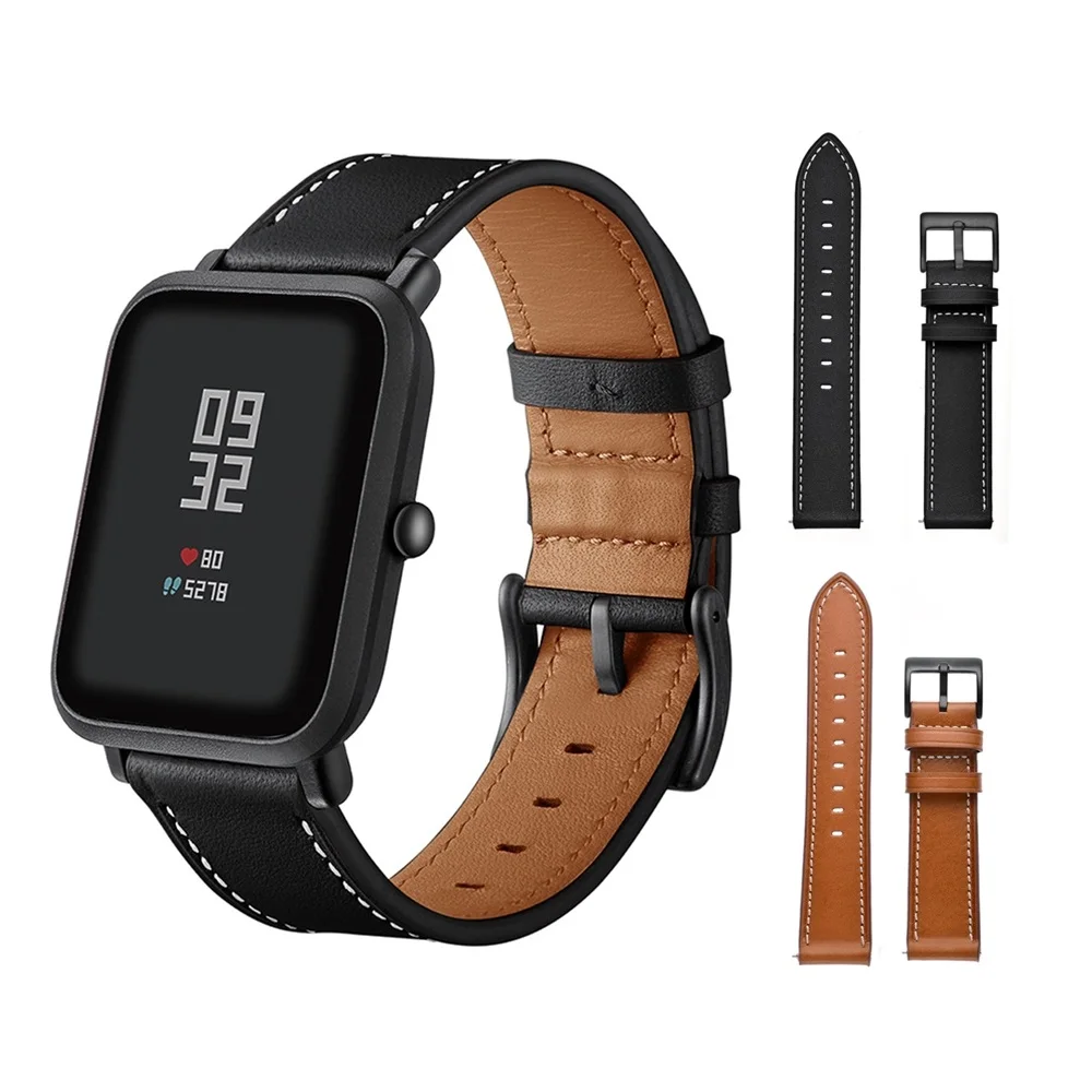 

Ремешок из натуральной кожи для Xiaomi Amazfit GTS GTR 42 мм, сменный Браслет для наручных часов, аксессуары для Huami Amazfit Bip Lite, 20 мм