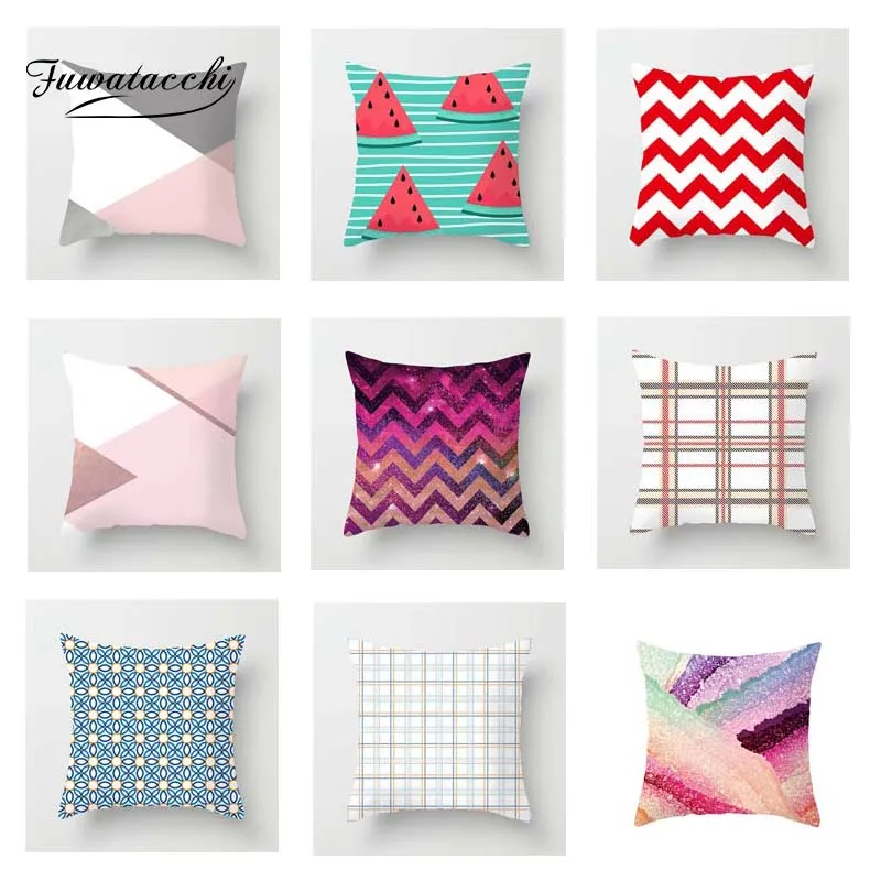 Разноцветная Геометрическая наволочка Fuwatacchi розовая мягкая декоративная