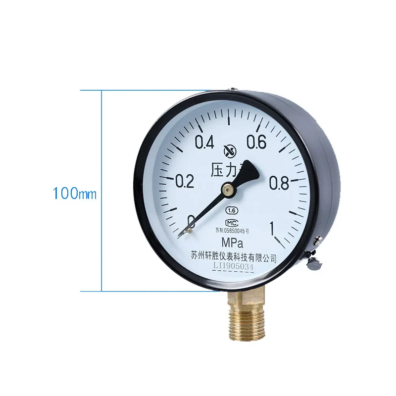 Измеритель давления воды Y100 барометр с пружинной трубкой 1 МПа различные