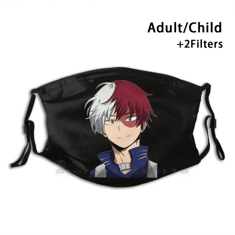 

Todoroki Shōto Reusable Mouth Face Mask With Filters Kids Todoroki Shoto Shouto Bnha Boku No Hero Academia My Fire Ice Father