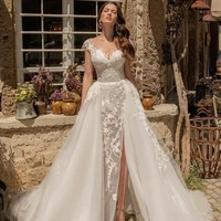 vintage mermaid wedding dresses soft satin beach bridal gowns v neck sleeveless lace appliques party gowns vestido de novia
