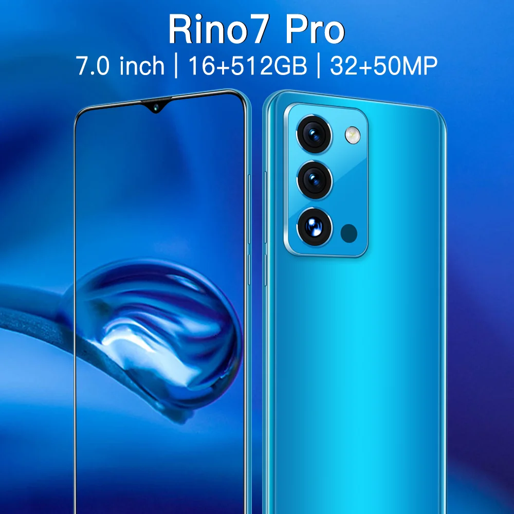 

Original Rino7 Pro Smartphone Android 11 Global version Cellphone 7.0inch Qualcomm 888 4G/5G Face Unlock Mobile Phone Celular