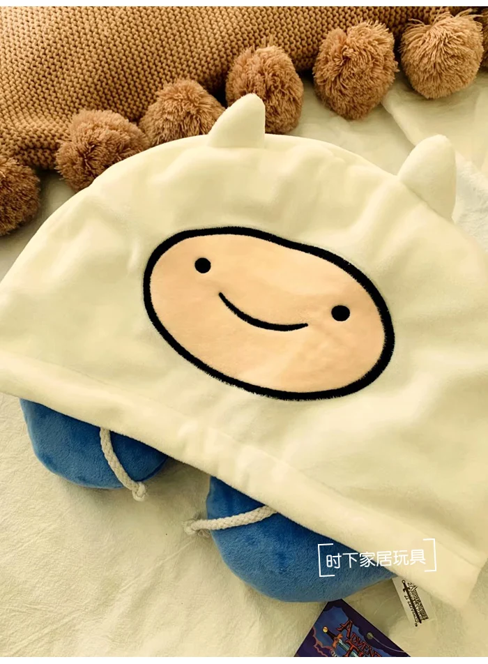 Candice Guo Милый плюшевый игрушечный приключенческий подушка в форме буквы U с капюшоном с героями Финном и Джейком, мягкая наполненная шейная подушка, подарок на день рождения или Рождество 1 шт.