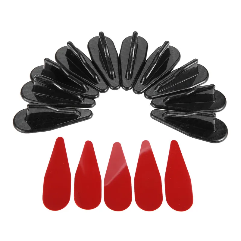 

10Pcs 80MM Universal EVO-Style PP Roof Shark Fins Spoiler Wing Kit Vortex Generator Carbon Fiber Design-Looking Black