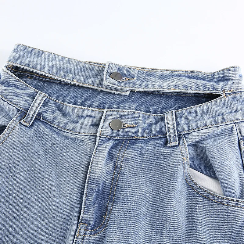 

2021 New Hollow Out Women Jeans Pants Zip High Waist Denim Pants Loose Wide Leg Jeans Pockets Korean Streetwear Harajuku Autumn