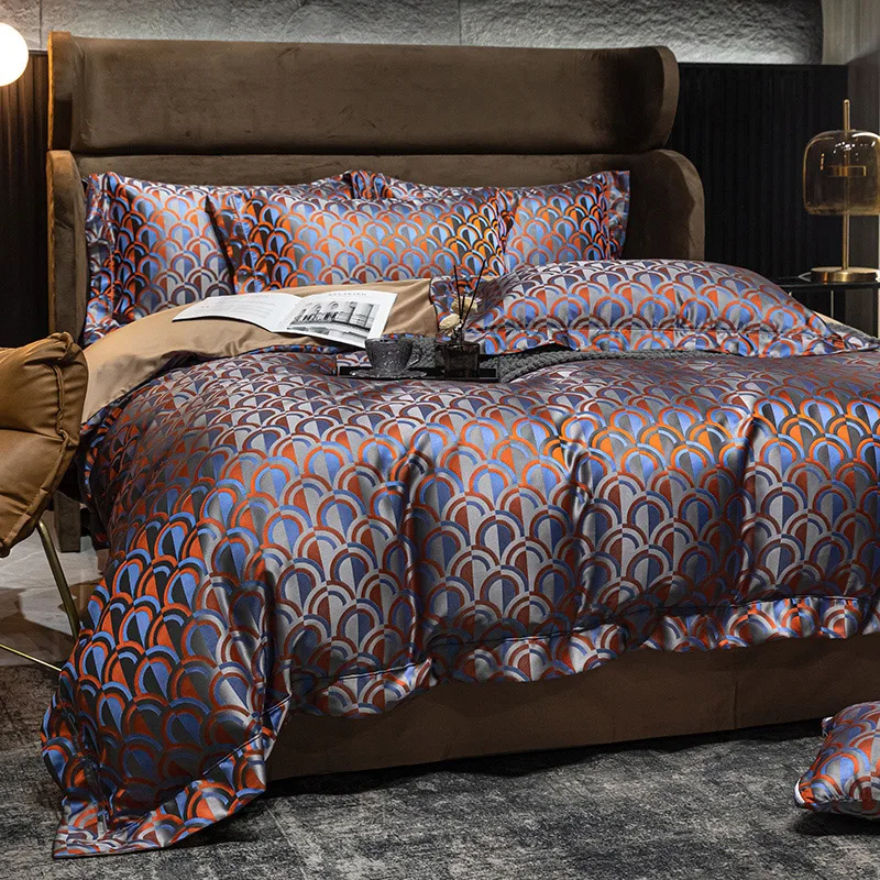 

Luxurious Stain Jacquard Egyptian Cotton Slap-up High Density Fashion Bedding Set Duvet Cover Sheet Pillowcase King Queen 4 PCS