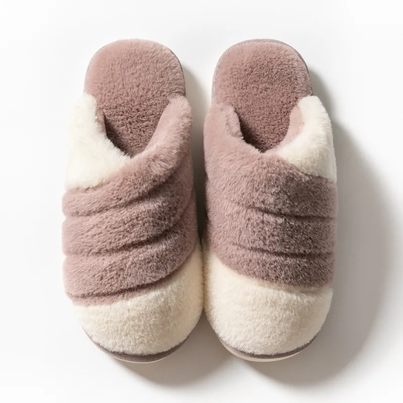 Женские шлепанцы Вьетнамки Зимняя теплая обувь модные домашние на платформе