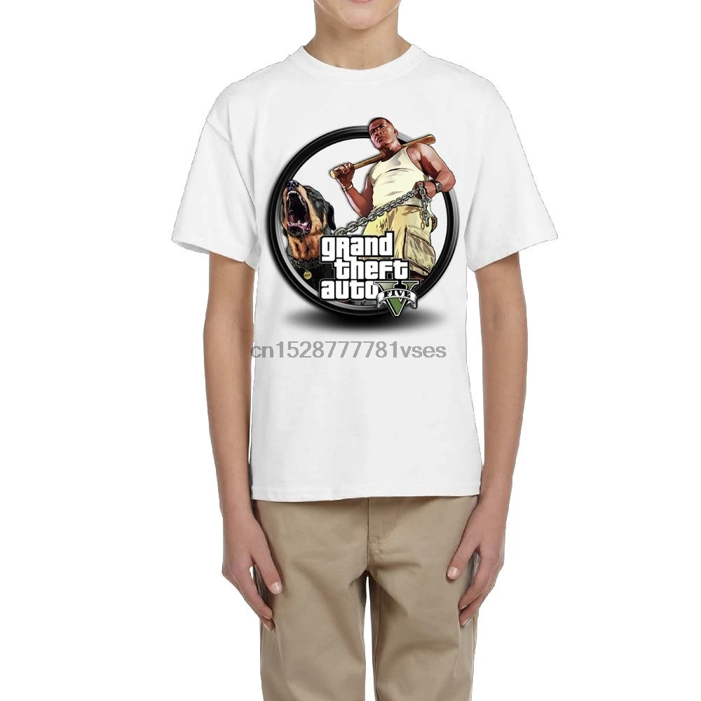 

GinaR Youth Grand Theft Auto V 4 Classic T-shirt Tee Short Sleeves Cotton T Shirt Free Shipping TOP TEE