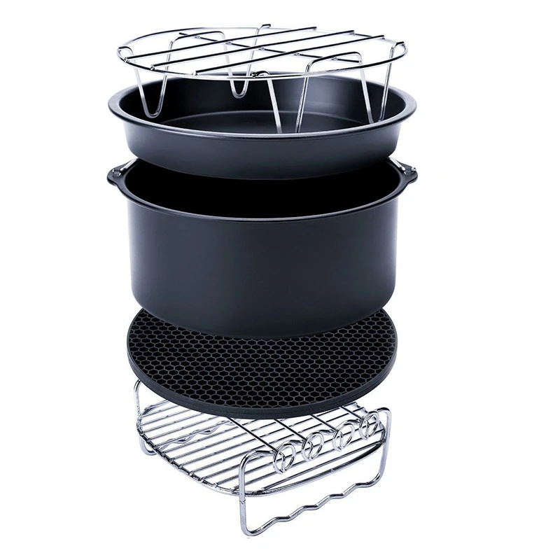

Air Fryer Accessories 8 Inch Fit for Airfryer 5.2-8QT Baking Basket Pizza Plate Grill Pot Kitchen Cooking Tool for Party