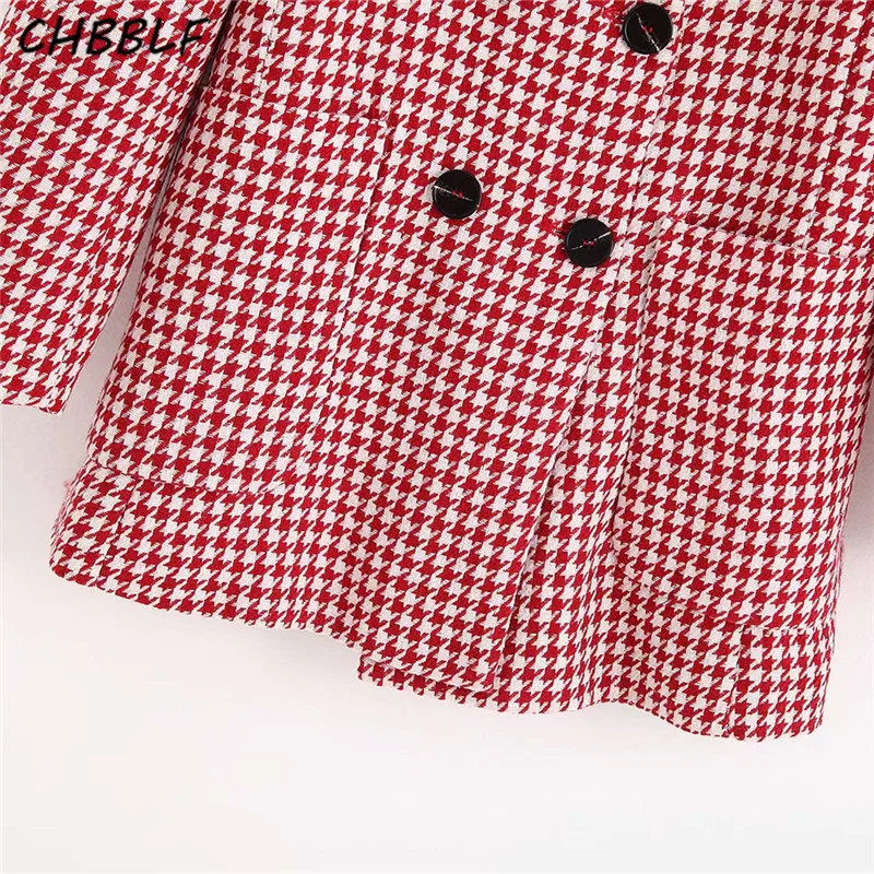 CHBBLF женские элегантные серьги капельки Блейзер v образный вырез клетчатый