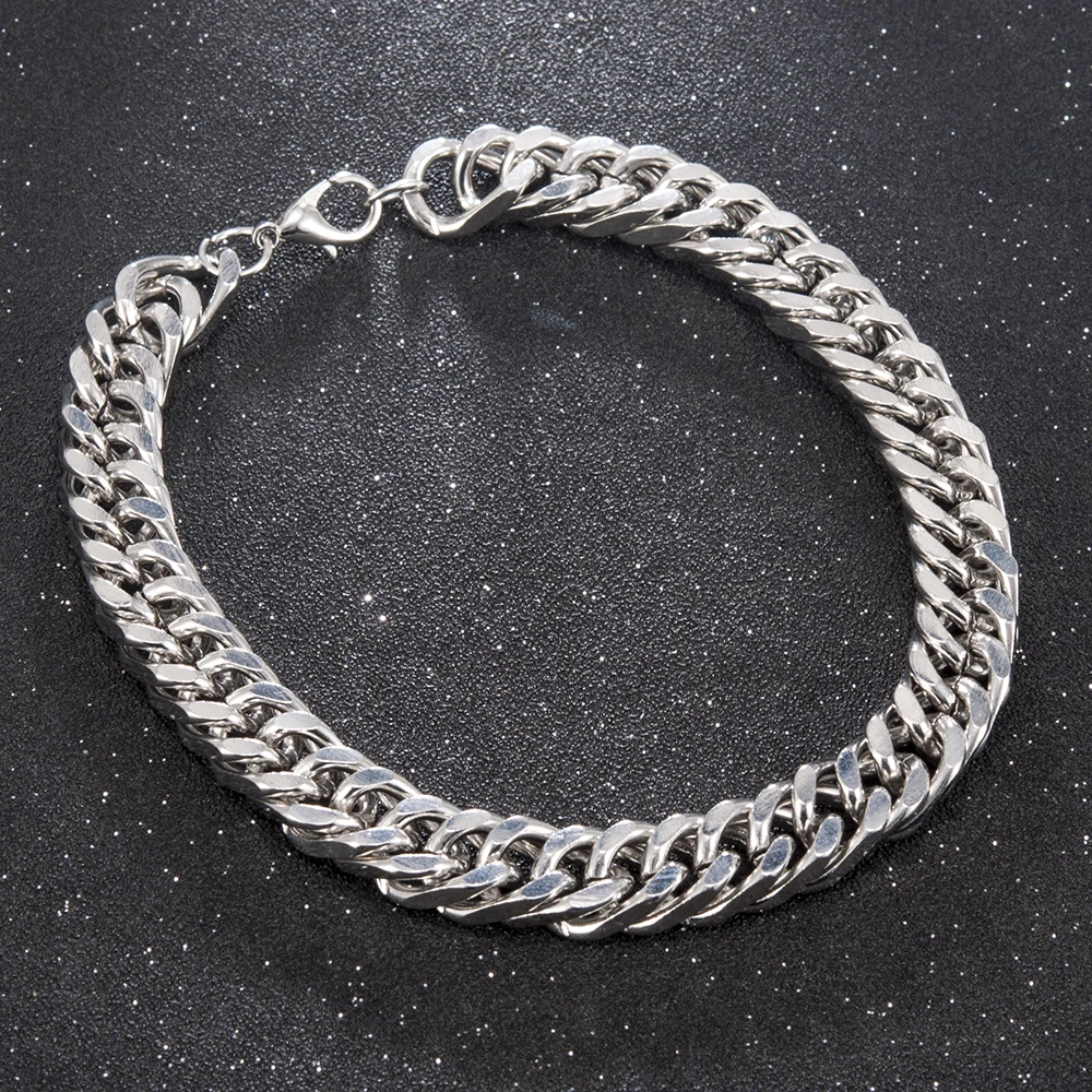 

High Quality Men Stainless Steel Chain Link Bracelet Fashion Hand Chain Bangle Simple Bracelet Jewelry For Boyfriend Gift