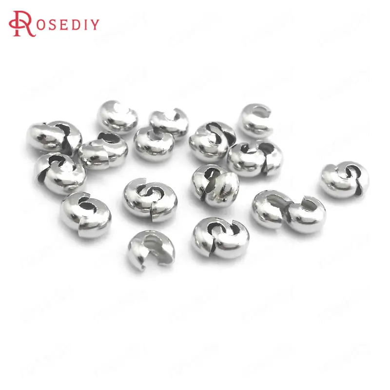 100 шт. Диаметр 4 5 мм высота 3 Серебряный Цвет Латунь отверстия бусины станция