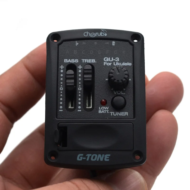 Cherub G-Tone Series Acoustic Ukulele Preamp GU-3 Piezo Pickup 2 Band EQ Equalizer Black | Спорт и развлечения