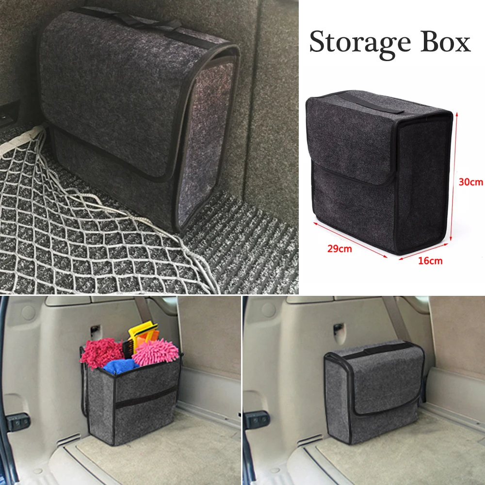 

Car Storage Bag Trunk Organizer Box Felt Cloth Storage Box Auto Cargo Container Bags Multi-Pocket Tidying Bags Car Accessories