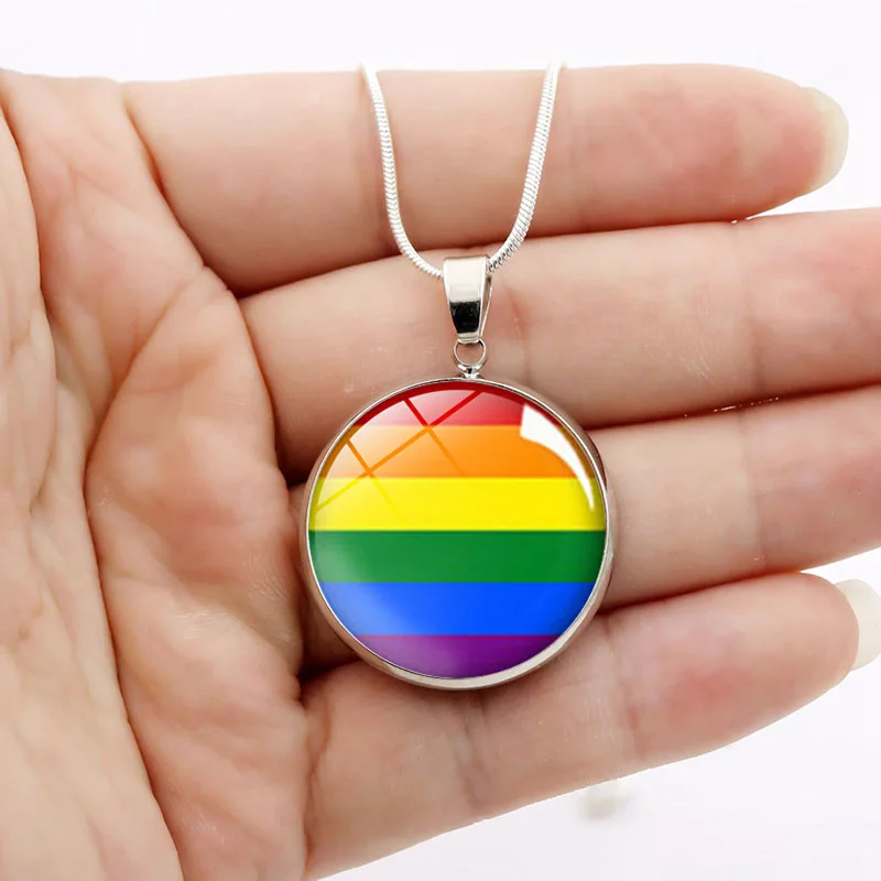 Gay Pride Радужный кабошон с фото стеклянный кулон ожерелье модное ювелирное изделие