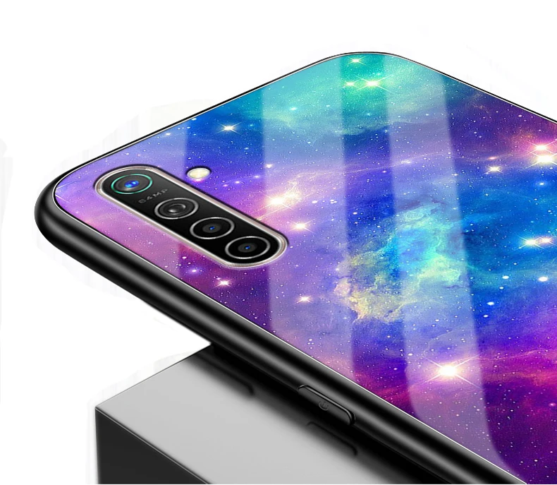 Для OPPO Realme X2 чехол 6,4 ''модный стеклянный Жесткий Чехол для задней панели телефона чехол s для OPPO Realme XT силиконовый бампер