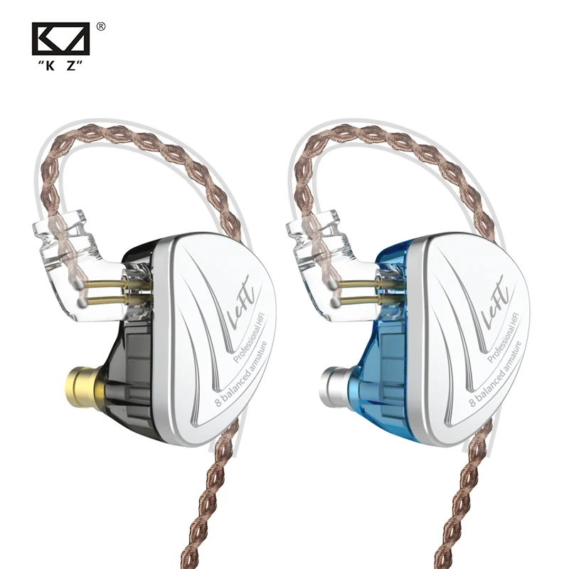 Наушники-вкладыши KZ AS16 8BA HIFI Спортивная гарнитура с монитором шумоподавляющие