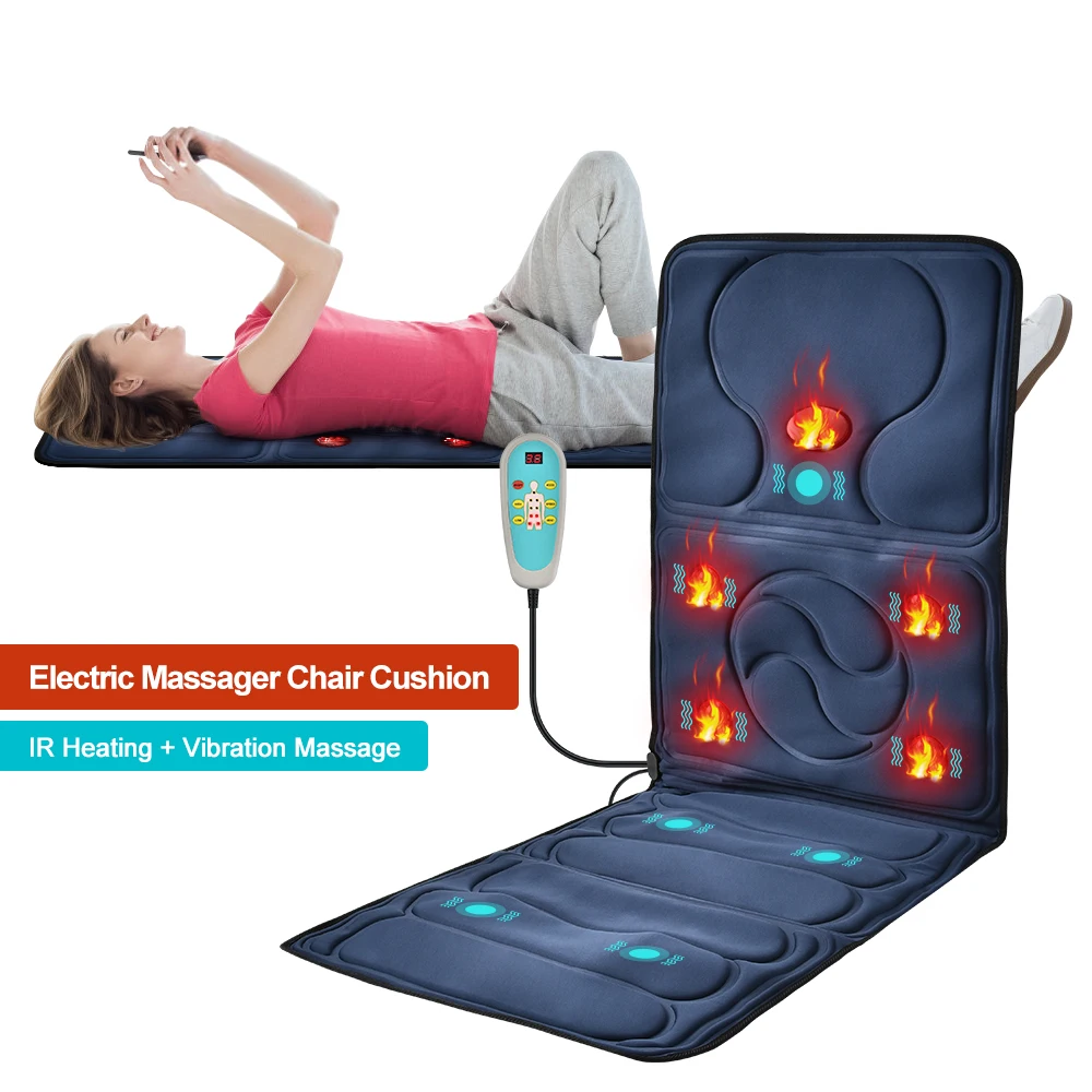 Electric Heating Vibrating Back Massager Winter Infrared Warm Treatment Massaging Chair Cushion Seat Pad