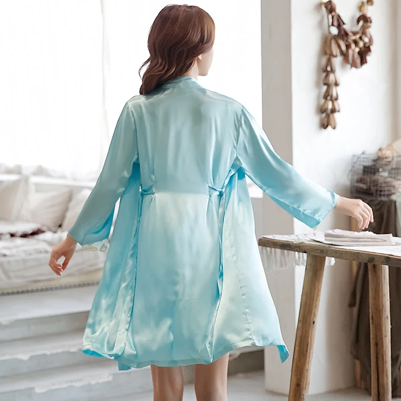 Женская шелковая ночная рубашка из двух предметов атласная сексуальные модные