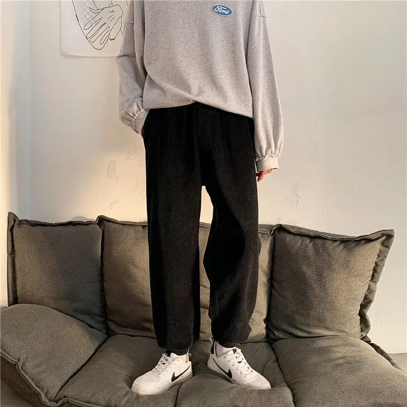 Брюки мужские вельветовые на весну и осень модные повседневные штаны в стиле