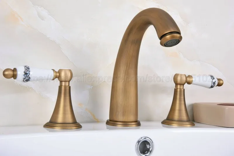 3 шт. античный латунный Смеситель для ванной комнаты ванны модный смеситель
