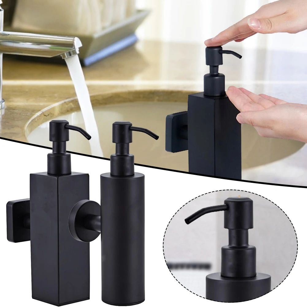 

200ML Black Soap Dispenser Stainless Steel Hand Soap Pump Wall Mounted Shampoo Lotion Shower Gel Dispenser Bathroom Accessories