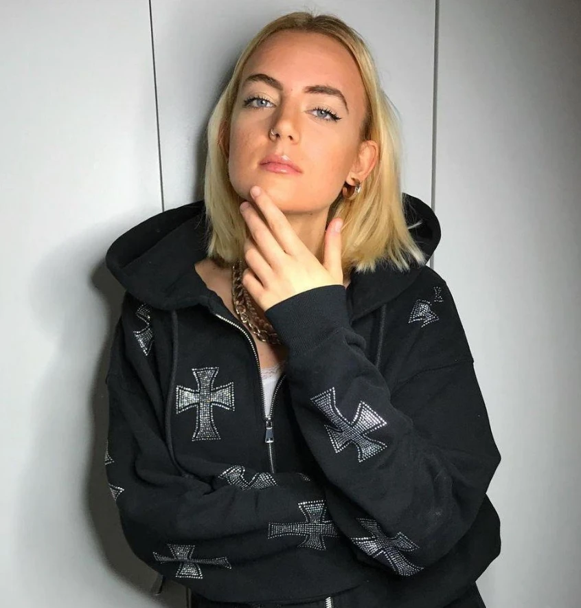

Women's Long Sleeve Hoodie Rhinestone Gothic Y2k Hip Hop Pants Suit Joggers Sweatshirt Korean Fashion Punk Sport Coat Pullover